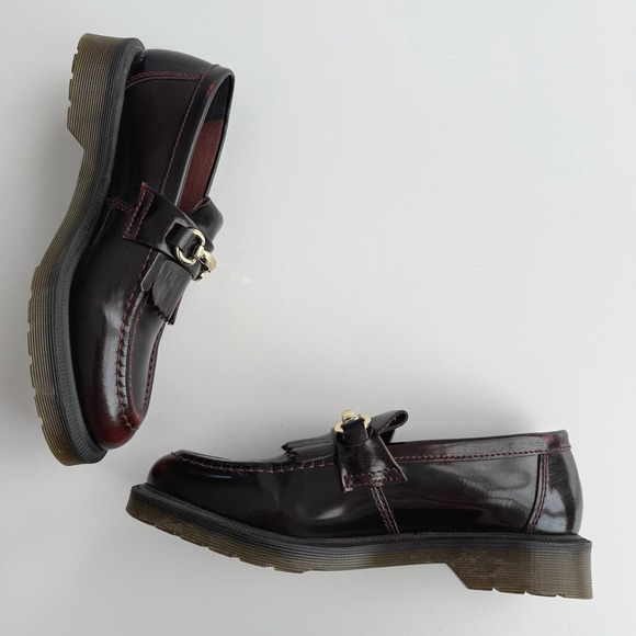 Dr. Martens Burgundy Leather Kiltie Bit Loafers - Picture 3 of 8